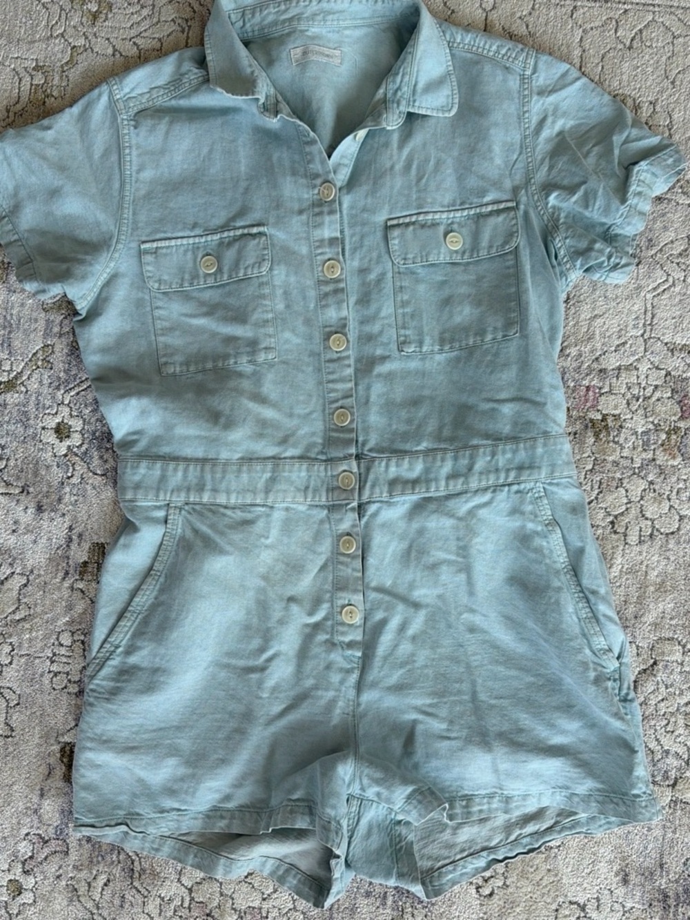 Light Blue Denim Short Sleeve Romper
